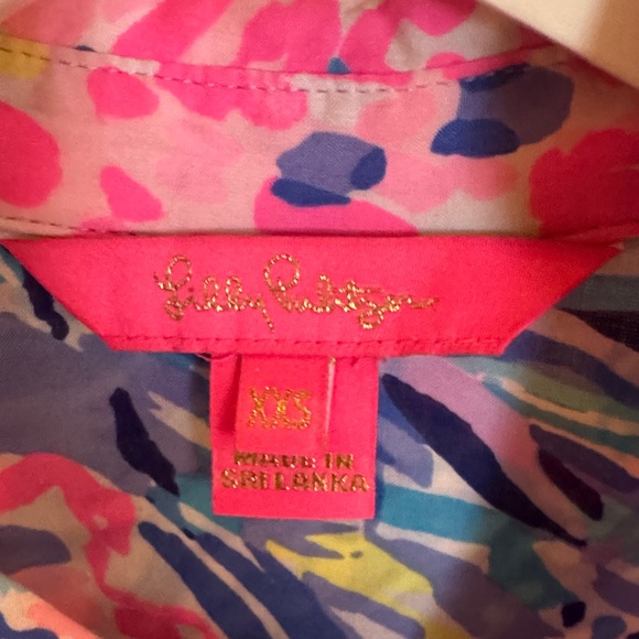 Lilly Pulitzer Pink and Blue Tunic Top cover up button front. xxs - Picture 2 of 4